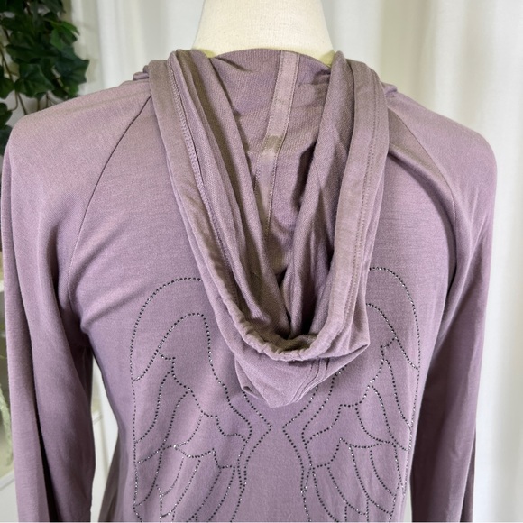 Victorias Secret Rhinestone Wing Backed Super Soft Purple Hoodie y2k Style - Picture 8 of 12